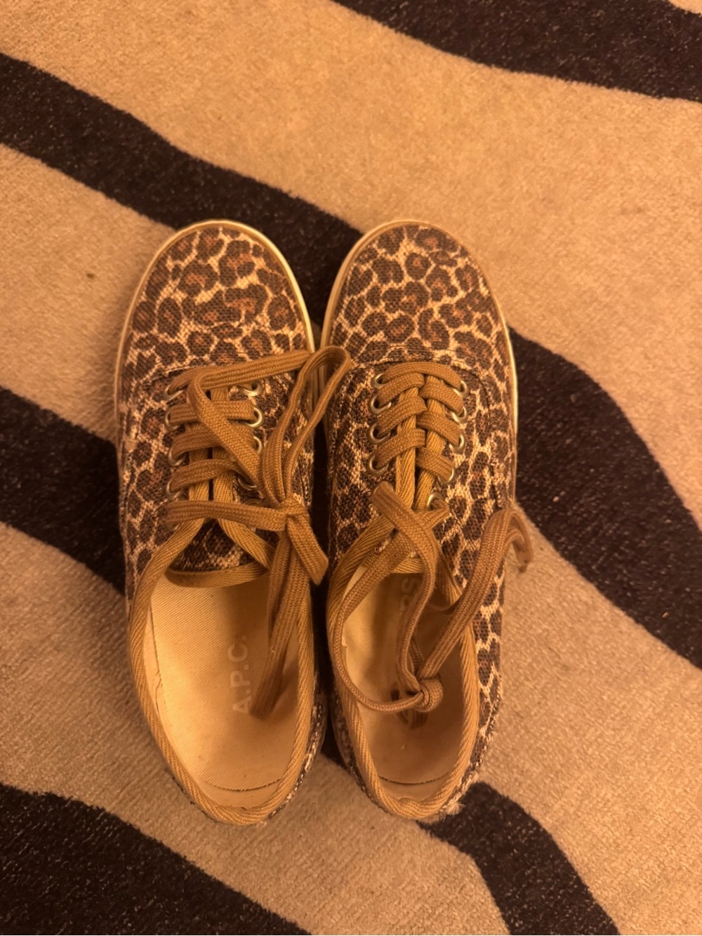 A.P.C. Leopard Print Canvas Sneakers - Tan/Brown